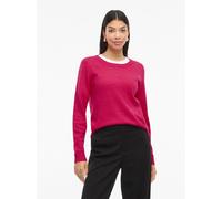 Rundhalspullover VILA "VIRIL O-NECK L/S KNIT TOP - NOOS", Damen, Gr. S, jazzy detail:schwarz melange, Feinstrick, Obermaterial: 50% Viskose, 27% Nylon, 23% Polyester, meliert, regular fit normal, Rund