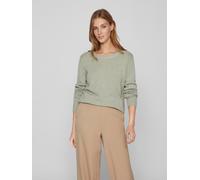 Rundhalspullover VILA "VIRIL O-NECK L/S KNIT TOP - NOOS", Damen, Gr. XL, grün (oil grün detail:melange), Feinstrick, Obermaterial: 50% Viskose, 27% Nylon, 23% Polyester, meliert, unifarben, regular fi