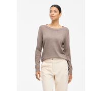 Rundhalspullover VILA "VIRIL O-NECK L/S KNIT TOP - NOOS", Damen, Gr. XS, braun (falcon detail:melange), Feinstrick, Obermaterial: 50% Viskose, 27% Nylon, 23% Polyester, meliert, regular fit normal, Ru