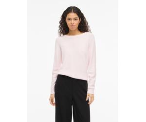 Rundhalspullover VILA "VIRIL O-NECK L/S KNIT TOP - NOOS", Damen, Gr. XS, cherry blossom detail:light melange, Feinstrick, Obermaterial: 50% Viskose, 27% Nylon, 23% Polyester, meliert, regular fit norm