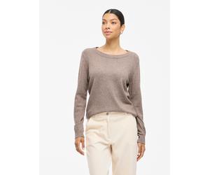Rundhalspullover VILA "VIRIL O-NECK L/S KNIT TOP - NOOS", Damen, Gr. XS, falcon detail:melange, Feinstrick, Obermaterial: 50% Viskose, 27% Nylon, 23% Polyester, meliert, regular fit normal, Rundhals,
