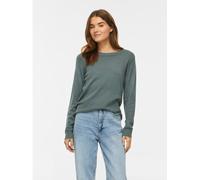 Rundhalspullover VILA "VIRIL O-NECK L/S KNIT TOP - NOOS", Damen, Gr. XXL, balsam grün detail:schwarz melange, Feinstrick, Obermaterial: 50% Viskose, 27% Nylon, 23% Polyester, meliert, regular fit norm