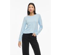 Rundhalspullover VILA "VIRIL O-NECK L/S KNIT TOP - NOOS", Damen, Gr. XXL, nantucket breeze detail:light melange, Feinstrick, Obermaterial: 50% Viskose, 27% Nylon, 23% Polyester, meliert, regular fit n