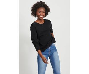 Rundhalspullover VILA "VIRIL-O-PULLI", Damen, Gr. L, schwarz, Feinstrick, Obermaterial: 50% Viskose, 27% Nylon, 23% Polyester, Basic, normal hüftlang, Rundhals, Bündchen, Pullover Rundhalspullover, Fe