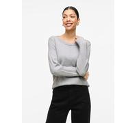 Rundhalspullover VILA "VIRIL-O-PULLI", Damen, Gr. XXL, grau (light grau melange), Feinstrick, Obermaterial: 50% Viskose, 27% Nylon, 23% Polyester, meliert, Basic, normal hüftlang, Rundhals, Bündchen,