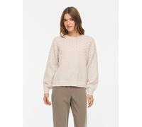 Rundhalspullover VILA "VITULI O-NECK L/S DOT KNIT TOP-NOOS", Damen, Gr. S, beige (super light natural melan), Strick, Obermaterial: 100% Polyester, unifarben, normal normal, Rundhals, Bündchen, Pullov