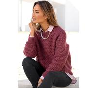 VIVANCE Rundhalspullover Damen aubergine Gr.44/46