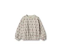 Sweater WHEAT "WHEAT Sweatshirt L/S Lia", Mädchen, Gr. 128, slightly grün flowers, 95% Baumwolle (Bio), 5% Elasthan, Rundhals, Sweatshirts Sweater (33818839-128) slightly grün flowers