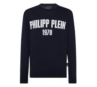 Rundhalspullover PHILIPP PLEIN "Rundhalspullover", Herren, Gr. XS, blau (24, navy), Obermaterial: 80% Baumwolle, 20% Wolle, Pullover Rundhalspullover (51701719-XS) 24, navy