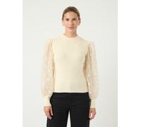 Rundhalspullover Y.A.S "YASDOTME LS KNIT PULLOVER S. NOOS", Damen, Gr. M, beige (birch), Rippstrick, Obermaterial: 52% Viskose, 26% Polyester, 22% Nylon, unifarben, regular fit normal, hoch geschlosse