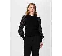 Rundhalspullover Y.A.S "YASDOTME LS KNIT PULLOVER S. NOOS", Damen, Gr. XXL (44), schwarz, Rippstrick, Obermaterial: 52% Viskose, 26% Polyester, 22% Nylon, unifarben, modisch, regular fit normal, hoch