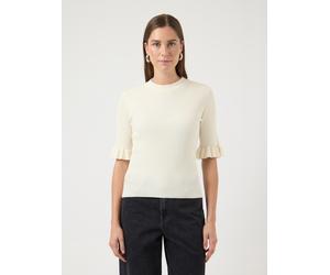 Rundhalspullover Y.A.S "YASMIKLA SS KNIT TOP S. NOOS", Damen, Gr. L, pristine, Strick, Obermaterial: 65% Viskose, 35% Nylon, unifarben, slim fit normal, Rundhals, Pullover Rundhalspullover (70317704-L