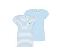 Rundhalsshirt AJC, Damen, Gr. 44/46, blau (hellblau, weiß), Jersey, Obermaterial: 100% Baumwolle, gestreift, unifarben, figurumspielend, Rundhals, angeschnitten angesetztes Bündchen, Shirts Rundhalssh