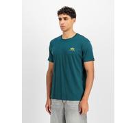 Rundhalsshirt ALPHA INDUSTRIES "Backprint T", Herren, Gr. L, grün (deep petrol), Single Jersey, Obermaterial: 100% Baumwolle, bedruckt, regular fit normal, Rundhals, Shirts Rundhalsshirt, Baumwolle, r