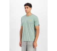 Rundhalsshirt ALPHA INDUSTRIES "Backprint T", Damen, Gr. XL, frost grün, Single Jersey, Obermaterial: 100% Baumwolle, bedruckt, regular fit normal, Rundhals, Shirts Rundhalsshirt (88567549-XL) frost g