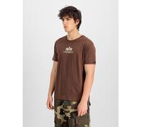 Rundhalsshirt ALPHA INDUSTRIES "Basic T ML", Herren, Gr. L, braun (powder braun), Single Jersey, Obermaterial: 100% Baumwolle, bedruckt, normal normal, Rundhals, gerader Abschluss, Shirts Rundhalsshir