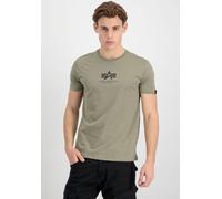 Rundhalsshirt ALPHA INDUSTRIES "Basic T ML", Herren, Gr. L, grün (olive), Single Jersey, Obermaterial: 100% Baumwolle, bedruckt, normal normal, Rundhals, gerader Abschluss, Shirts Rundhalsshirt, Baumw