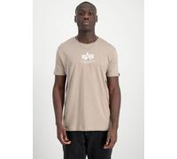 Rundhalsshirt ALPHA INDUSTRIES "Basic T ML", Herren, Gr. M, beige (vintage sand), Single Jersey, Obermaterial: 100% Baumwolle, bedruckt, normal normal, Rundhals, gerader Abschluss, Shirts Rundhalsshir