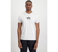 Rundhalsshirt ALPHA INDUSTRIES "Basic T ML", Herren, Gr. M, weiß, Single Jersey, Obermaterial: 100% Baumwolle, bedruckt, normal normal, Rundhals, gerader Abschluss, Shirts Rundhalsshirt, Baumwolle, re