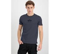 Rundhalsshirt ALPHA INDUSTRIES "Basic T ML", Herren, Gr. S, grau (grau, schwarz), Single Jersey, Obermaterial: 100% Baumwolle, bedruckt, normal normal, Rundhals, gerader Abschluss, Shirts Rundhalsshir