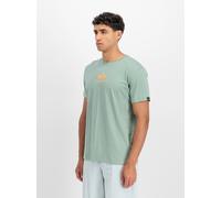 Rundhalsshirt ALPHA INDUSTRIES "Basic T ML", Herren, Gr. XL, frost grün, Single Jersey, Obermaterial: 100% Baumwolle, bedruckt, normal normal, Rundhals, gerader Abschluss, Shirts Rundhalsshirt, Baumwo