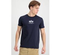 Rundhalsshirt ALPHA INDUSTRIES "Basic T ML", Herren, Gr. XXL, blau (rep blau), Single Jersey, Obermaterial: 100% Baumwolle, bedruckt, normal normal, Rundhals, gerader Abschluss, Shirts Rundhalsshirt (