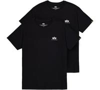 Rundhalsshirt ALPHA INDUSTRIES "Basic T Small Logo 2 Pack", Herren, Gr. M, schwarz, Single Jersey, Obermaterial: 100% Baumwolle, bedruckt, modisch, regular fit, Rundhals, Kurzarm, Shirts (37037047-M) 