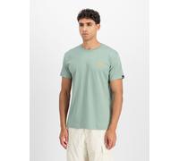 Rundhalsshirt ALPHA INDUSTRIES "BASIC T SMALL LOGO", Herren, Gr. XL, frost grün, Single Jersey, Obermaterial: 100% Baumwolle, bedruckt, schmal normal, Rundhals, eingesetzt gerader Abschluss, Shirts (5