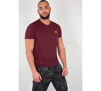 Rundhalsshirt ALPHA INDUSTRIES "BASIC T SMALL LOGO", Herren, Gr. 3XL, rot (burgundy), Single Jersey, Obermaterial: 100% Baumwolle, bedruckt, schmal normal, Rundhals, eingesetzt gerader Abschluss, Shir