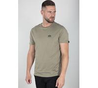 Rundhalsshirt ALPHA INDUSTRIES "BASIC T SMALL LOGO", Herren, Gr. XXL, grün (olive), Single Jersey, Obermaterial: 100% Baumwolle, bedruckt, schmal normal, Rundhals, eingesetzt gerader Abschluss, Shirts