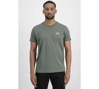 Rundhalsshirt ALPHA INDUSTRIES "BASIC T SMALL LOGO", Herren, Gr. XXL, grün (vintage grün), Single Jersey, Obermaterial: 100% Baumwolle, bedruckt, schmal normal, Rundhals, eingesetzt gerader Abschluss,