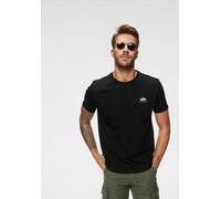 Rundhalsshirt ALPHA INDUSTRIES "BASIC T SMALL LOGO", Herren, Gr. XXL, schwarz, Single Jersey, Obermaterial: 100% Baumwolle, bedruckt, schmal normal, Rundhals, eingesetzt gerader Abschluss, Shirts Rund