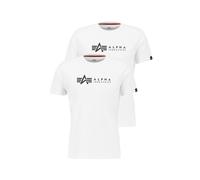 Alpha Industries Herren Alpha Label T 2 Pack T-Shirt, White, L (2er Pack)