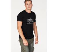 Rundhalsshirt ALPHA INDUSTRIES "Logo Print T", Herren, Gr. S, schwarz, Single Jersey, Obermaterial: 100% Baumwolle, unifarben, regular fit normal, Rundhals, Shirts Rundhalsshirt (57361846-S) schwarz