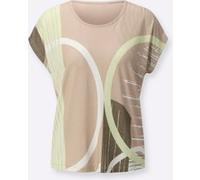 Rundhalsshirt beige-pistazie-bedruckt 38