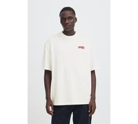 Rundhalsshirt BLEND "BHKEEGAN S/S GRAPHIC TEE", Herren, Gr. 3XL, weiß (snow weiß), Single Jersey, Obermaterial: 100% Baumwolle, bedruckt, relaxed fit normal, Rundhals, Shirts Rundhalsshirt, Baumwolle,
