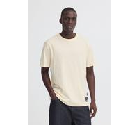 Rundhalsshirt BLEND "BHKeelan", Damen, Gr. XL, bleached sand, Jersey, 100% Baumwolle, unifarben, Basic, normal normal, Rundhals, gerader Abschluss, Shirts Rundhalsshirt, Basic T-Shirt mit Patch (73654