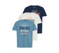 Rundhalsshirt BLEND "Rundhalsshirt BHJARBIN 3-Pack", Herren, Gr. M, blau (marineblaus, snow weiß, copen), Obermaterial: 100% Baumwolle CO., Shirts Rundhalsshirt (37474256-M) marineblaus, snow weiß, co