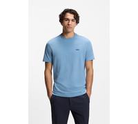 Rundhalsshirt BOSS GREEN "Tee", Herren, Gr. M, open blau469, Single Jersey, Obermaterial: 95% Baumwolle, 5% Elasthan, regular fit hüftlang, Rundhals, eng eingefasste Kante, Shirts Rundhalsshirt, mit g