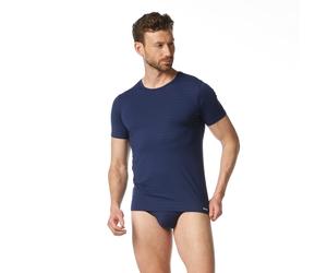 Rundhalsshirt BRUNO BANANI "CHECK LINE 2.0", Herren, Gr. 5M, blau (marine karo), Piqué, Obermaterial: 90% Polyamid, 10% Elasthan, körpernah hüftbedeckend, Rundhals, gerader Abschluss, Shirts Rundhalss