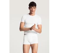 Rundhalsshirt CALIDA "Evolution", Herren, Gr. S (46/48), weiß, Single Jersey, Obermaterial: 94% Baumwolle, 6% Elasthan, unifarben, Basic, figurbetont hüftbedeckend, Rundhals, Shirts Unterhemd, schmale