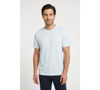 Rundhalsshirt CAMEL ACTIVE, Herren, Gr. L, airy blau, Jersey, Obermaterial: 100% Baumwolle, bedruckt, regular fit hüftbedeckend, Rundhals, abgesteppte Kante, Shirts Rundhalsshirt, Sommershirt mit Fron