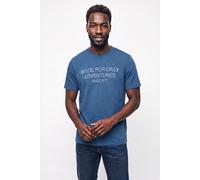 Rundhalsshirt CAMEL ACTIVE, Herren, Gr. L, blau (indigo), Jersey, Obermaterial: 100% Baumwolle, bedruckt, regular fit hüftbedeckend, Rundhals, abgesteppte Kante, Shirts Rundhalsshirt, Sommershirt mit