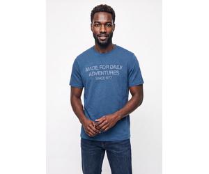Rundhalsshirt CAMEL ACTIVE, Herren, Gr. L, blau (indigo), Jersey, Obermaterial: 100% Baumwolle, bedruckt, regular fit hüftbedeckend, Rundhals, abgesteppte Kante, Shirts Rundhalsshirt, Sommershirt mit