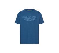 Rundhalsshirt CAMEL ACTIVE, Herren, Gr. L, indigo, Jersey, Obermaterial: 100% Baumwolle, bedruckt, regular fit hüftbedeckend, Rundhals, abgesteppte Kante, Shirts Rundhalsshirt, Sommershirt mit Frontpr