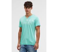 Rundhalsshirt CAMP DAVID, Damen, Gr. XL, island grün, Single Jersey, Material: Grundmaterial: 100% Polyester, Ausbrenner: 100% Baumwolle, bedruckt, regular fit normal, Rundhals, eingesetzt gerader Abs