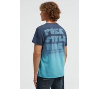 Camp David Herren T-Shirt mit Strukturstreifen, Rücken-Artwork und Dip-Dye-Effekt, 100% Baumwolle, Regular Fit, Aqua, XXXL