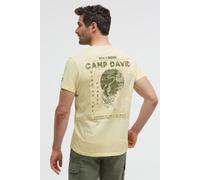 Rundhalsshirt CAMP DAVID, Herren, Gr. L, beige (lemon juice), Web, Material: 100% Baumwolle, bedruckt, regular fit normal, Rundhals, eingesetzt gerader Abschluss, Shirts Rundhalsshirt, mit Necktape (4