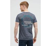 Rundhalsshirt CAMP DAVID, Herren, Gr. L, blau, Single Jersey, Material: 100% Baumwolle, bedruckt, regular fit normal, Rundhals, eingesetzt gerader Abschluss, Shirts Rundhalsshirt, mit Kontrastnähten (