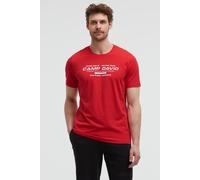 Camp David Herren T-Shirt Rundhals mit reflektierendem Frontprint, Regular Fit Kurzarm Shirt aus 95% Baumwolle 5% Elasthan Energy Red, L